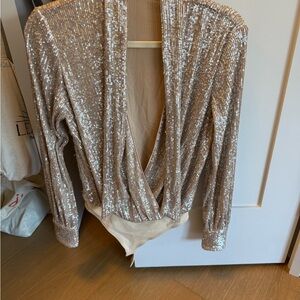 Jonathan Simkhai Gold Sequin Bodysuit